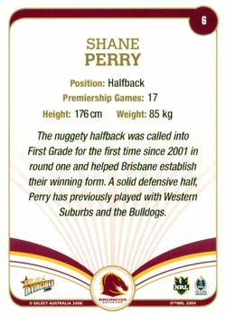 2006 Select Invincible #6 Shane Perry Back